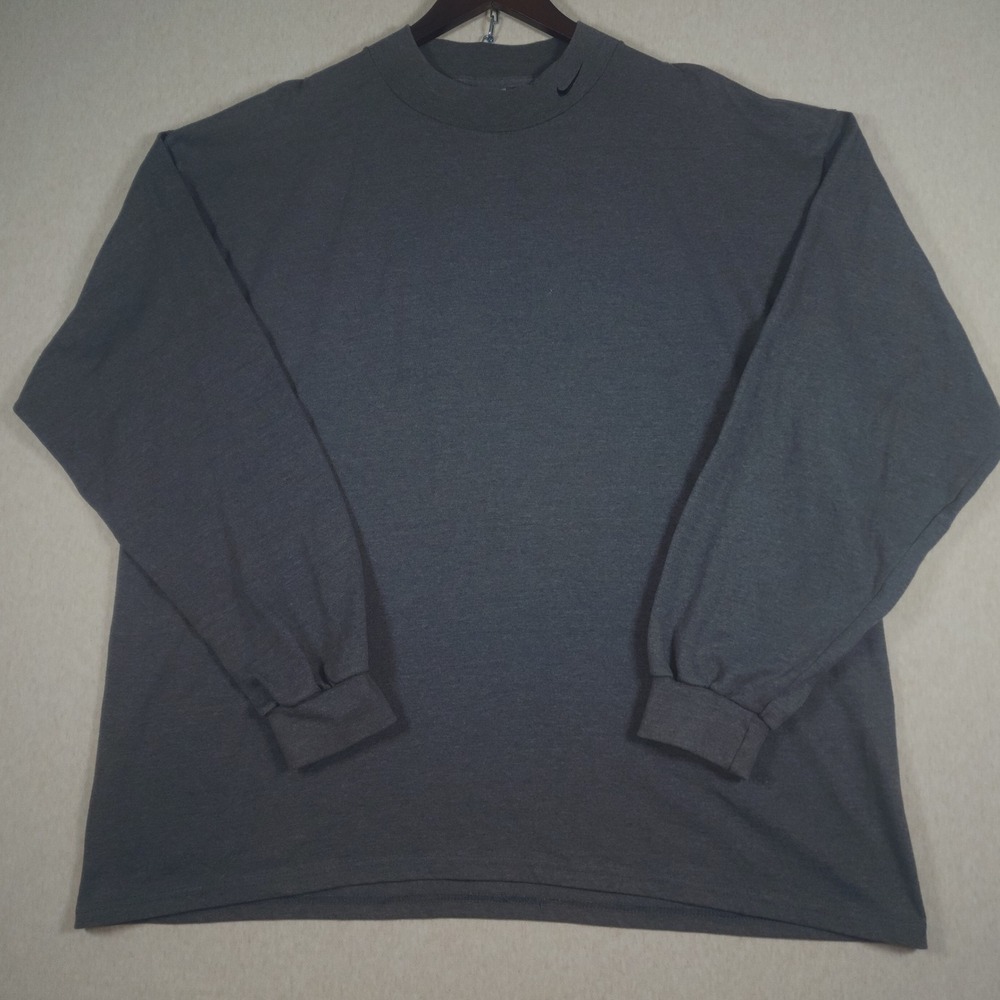 VTG Nike Mini Swoosh Embroidered Collar Long Sleeve Shirt Y2K Charcoal Mens XL